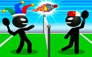 Stick Figure Shuttlecock Rally