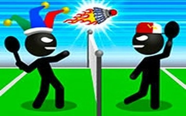 Stick Figure Shuttlecock Rally